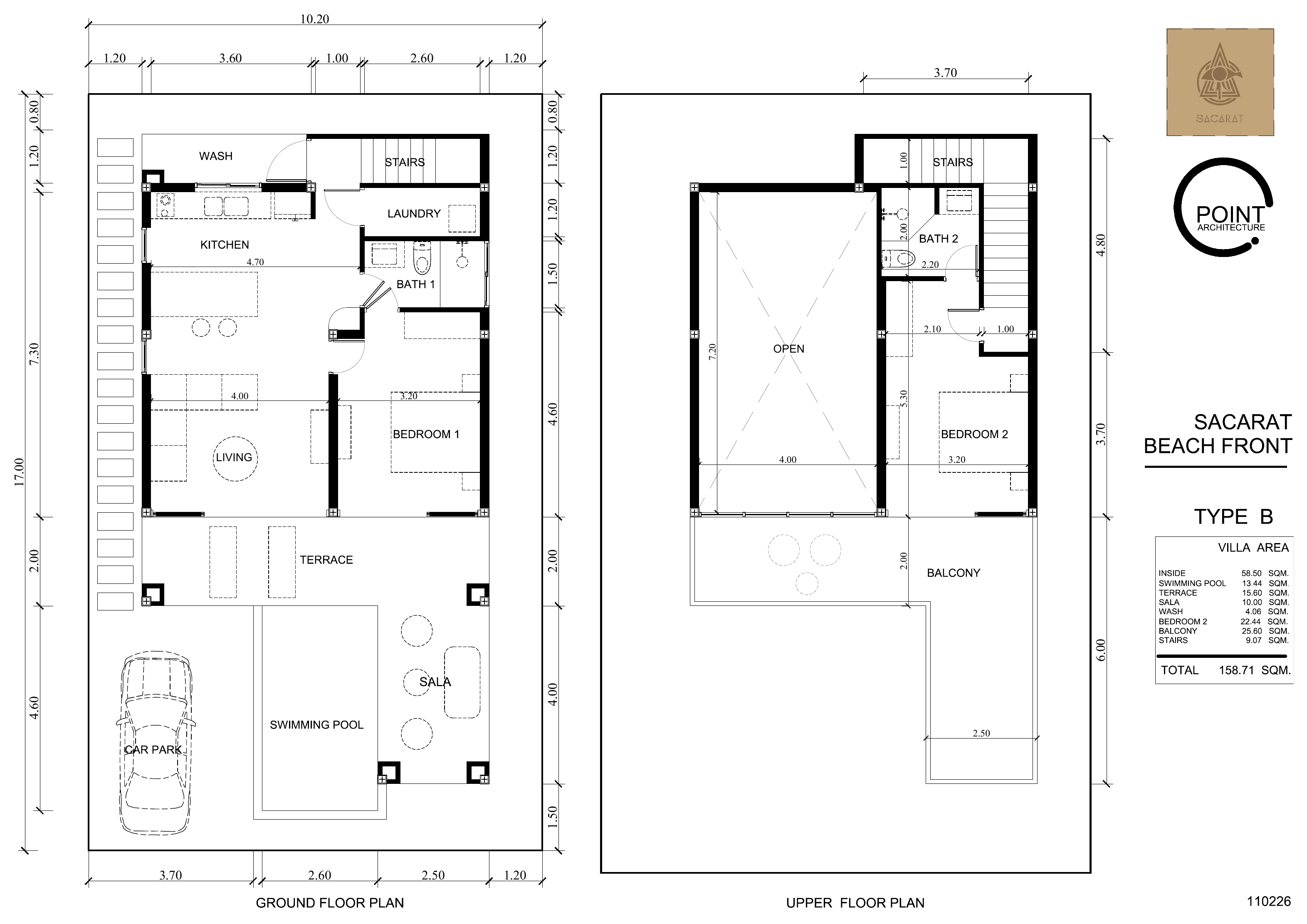 2-Bedroom Pool Villa floor plan, 159 m²