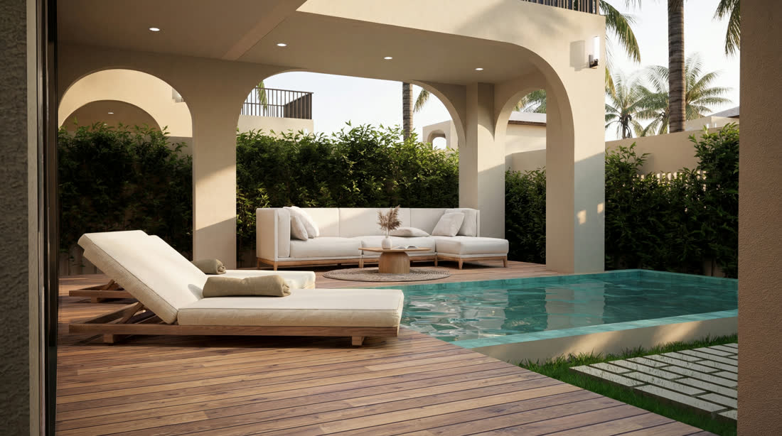 Private pool, sun deck & lounge, Sacarat S3 villa